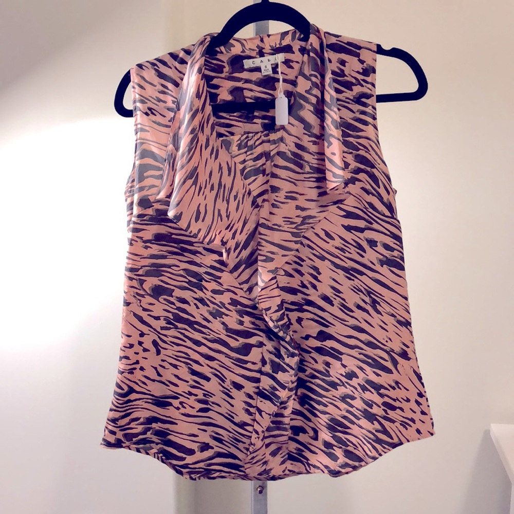 CABI sleeveless animal print blouse - small.